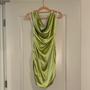 Elegant Lime Green Draped Dress